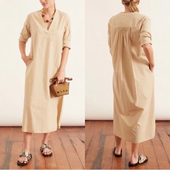 Nili Lotan designer cotton maxi dress, small, tan, the ultimate in casual chic! - Picture 2 of 4